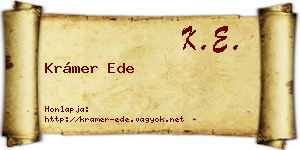 Krámer Ede névjegykártya
